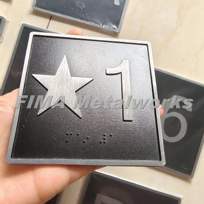 Custom Die-Cast steel 3D Indicator Braille Signage with 3m tape